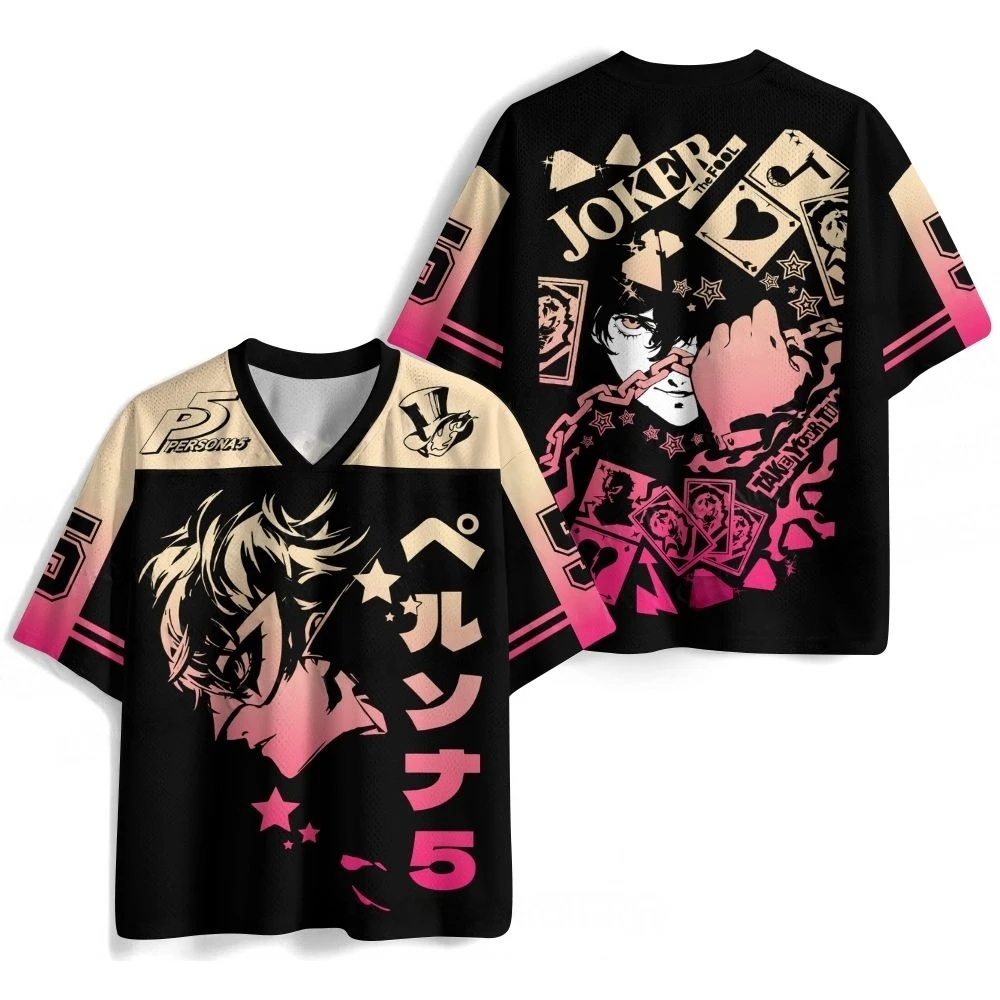Persona 5 P5 Joker Rain Palace Lotus Herren-T-Shirt, beidseitig bedruckt, schnelltrocknend, unisex, Anime-Design, lockerer Schnitt, kurze Ärmel, Merchandise. – Detail 2