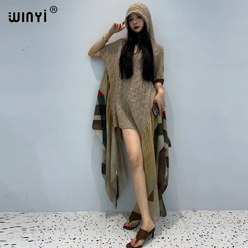 WINYI Hooded dress Comfort Warm fashion kaftan Holiday dress Elegant Africa Women party winter kaftan for women winter dress