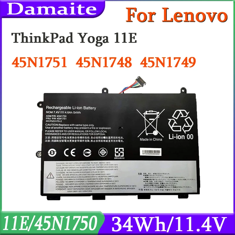 

45N1748 45N1749 Battery For Lenovo ThinkPad 45N1751 45N1750 ThinkPad Yoga 11E-20D9 20DA 20E7 20D9-90007AU A0007AU SB10J79001