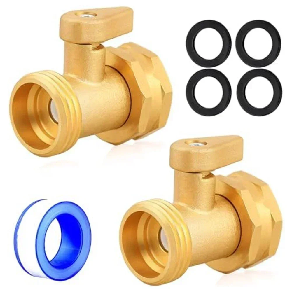 2PCS Garden Hose Shutoff Valve 3/4 Inch Heavy Duty Brass Ball Valve Connector  For Test Measurement Tool Accessory