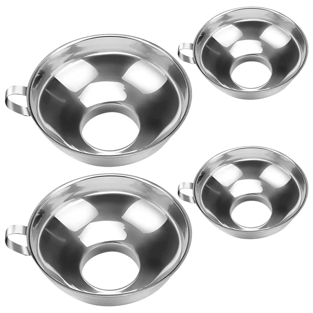 4Pcs Kitchen Funnel Stainless Steel Wide Mouth Canning Jar Funnel Filling Oil Jam Liquid Transfer Precise Flow