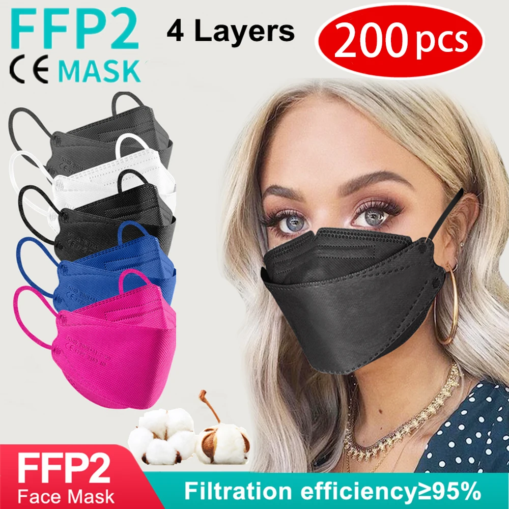 10-200pcs KN95 Mascarillas FFP2 MASK FPP2 Reusable Face Masks 4Layers Filter Respirator mask Protective Hygienic Adult CE masque