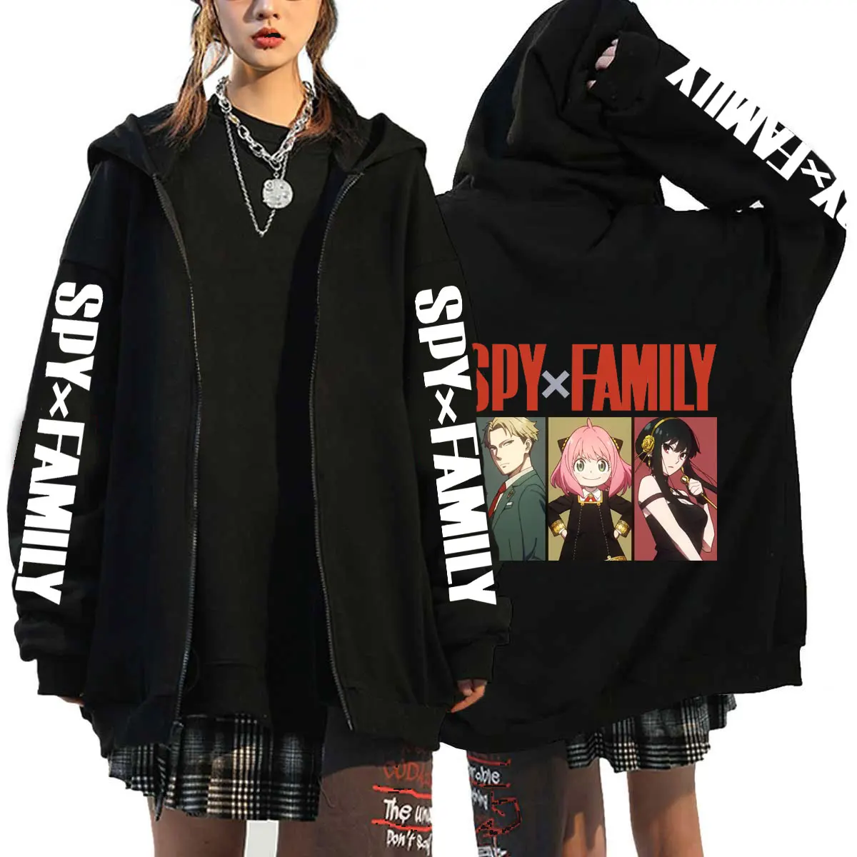 Spy x família anime zip up hoodies para homens mulher hip hop streetwear hoodies de grandes dimensões spy x família anime manga zip up hoodie topos