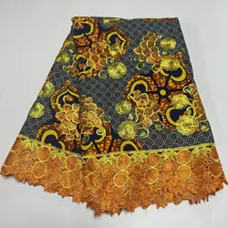 SJ Lace 2025 New Ankara Wax Lace Fabric 6yards African Nigerian 100% Cotton Wax Print Fabric Guipure Lace With Wax Fabric d-160