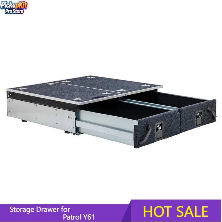 Best 4Wd Accessories Auto Pickup Bed Storage Slide Out Drawer System Tool Box Rear Drawers With Fridge for Patrol Y61