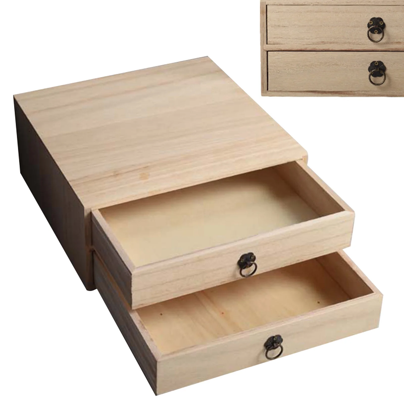 

1pc Wooden Desktop Storage Box Multi-Layer Drawer Design For Sundries Organizer Container Wooden Box Drawer Storage