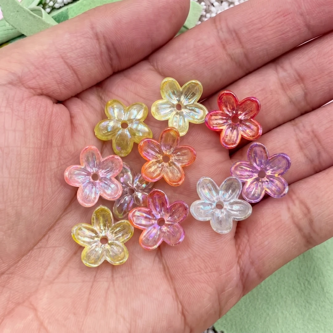 100pcs 12mm Glow in The Dark Acrylic Cherry Blossom Flower Beads Caps Charms for DIY Bracelets Necklaces Jewelry Crafts Making view 5