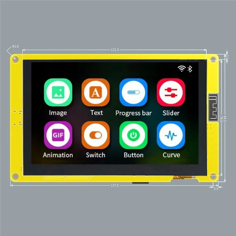 ESP32-S3 7-Inch 800X480 TN RGB LCD TFT HMI 8M PSRAM 16M Flash Smart Display MCU WIFI Bluetooth Module (With Touch)