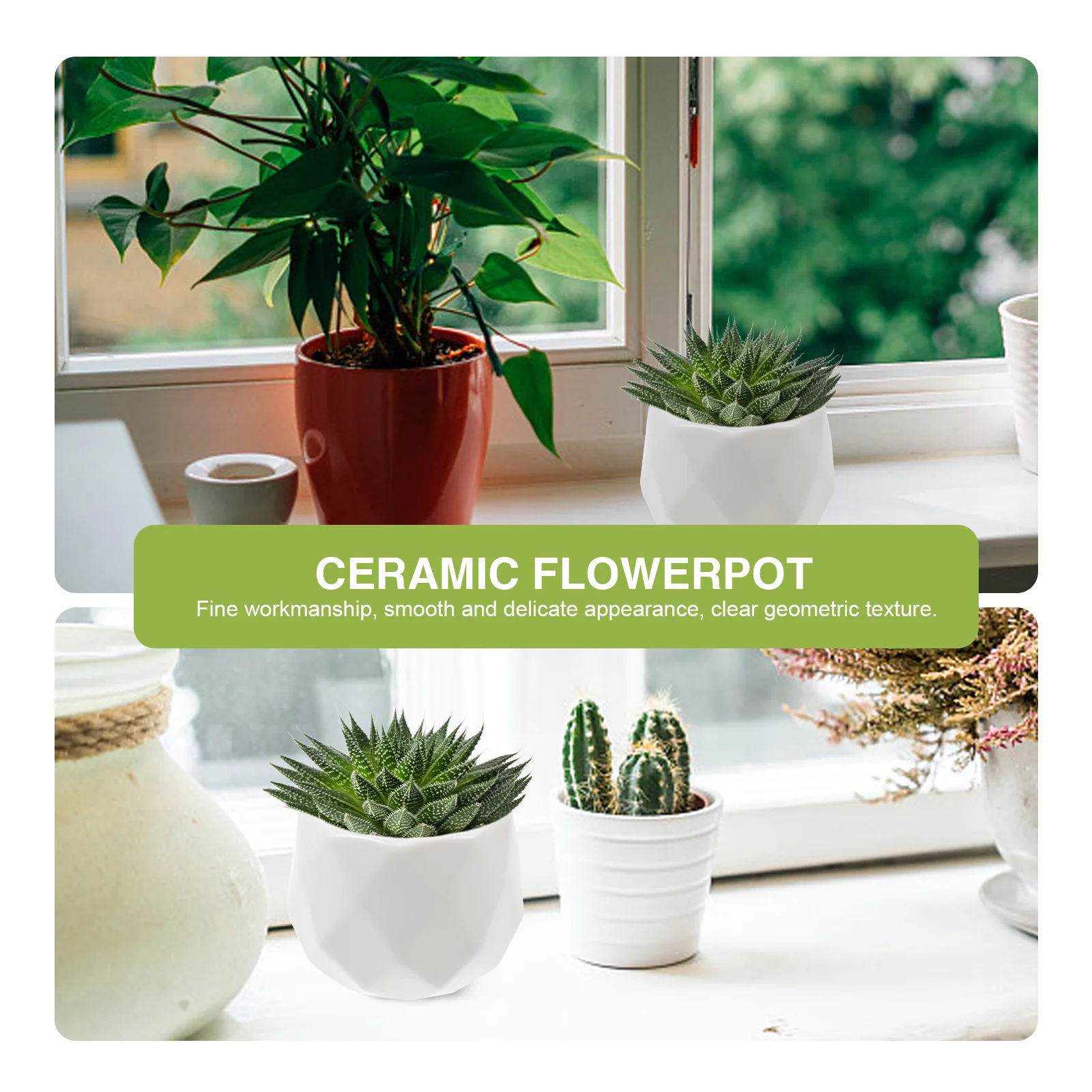 

4Pcs Modern Succulent Planters Handmade Ceramic Flowerpots Geometry Style Home Garden Decor Indoor Plant Holders