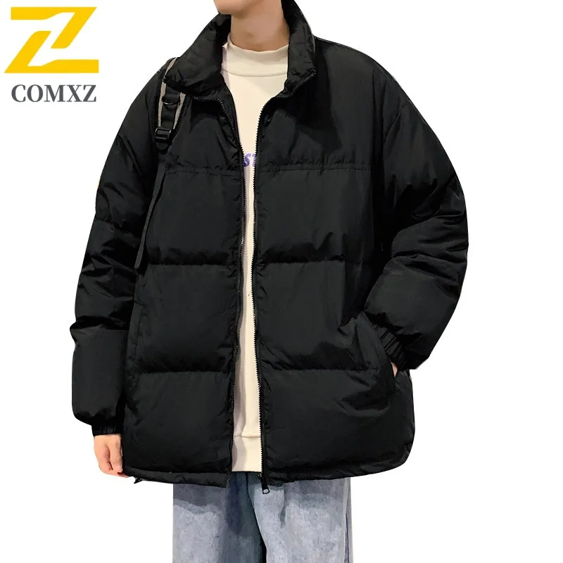 COMXZ Windproof Parker Coat Light Luxury Stand Collar Handsome Snow Hiking Padded Jacket 2025 Ski Thickened Men's Puffer Jacket