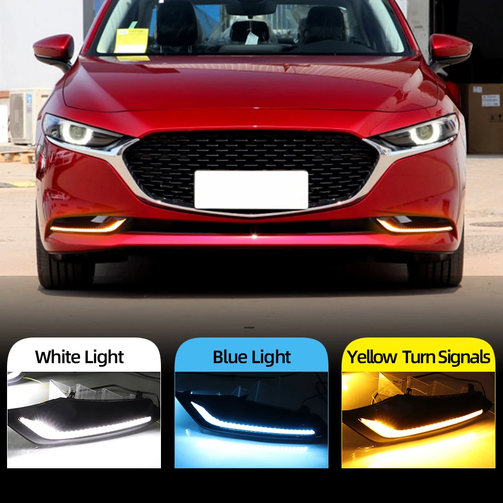 

2pcs DRL 12V LED car DRL Driving daytime running light fog lamp with dimming turn Signal style Relay for Mazda 3 axela 2019 2020