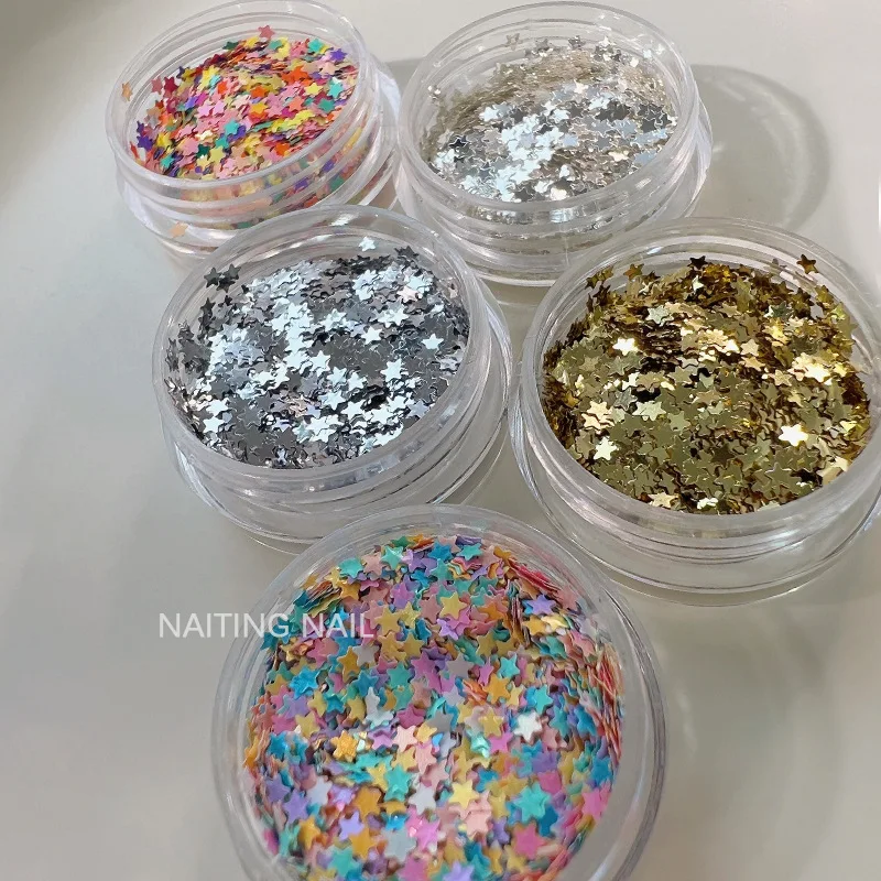 2mm Mini Star Nail Glitter Colorful Candy Mixed Color Gold Silver Thin Sheet Nail Decoration Accessories