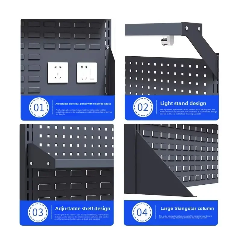 i10.12-desktop hardware tool rack, vise workbench, repair table, storage rack, desktop hole board, square hole hanging board view 5