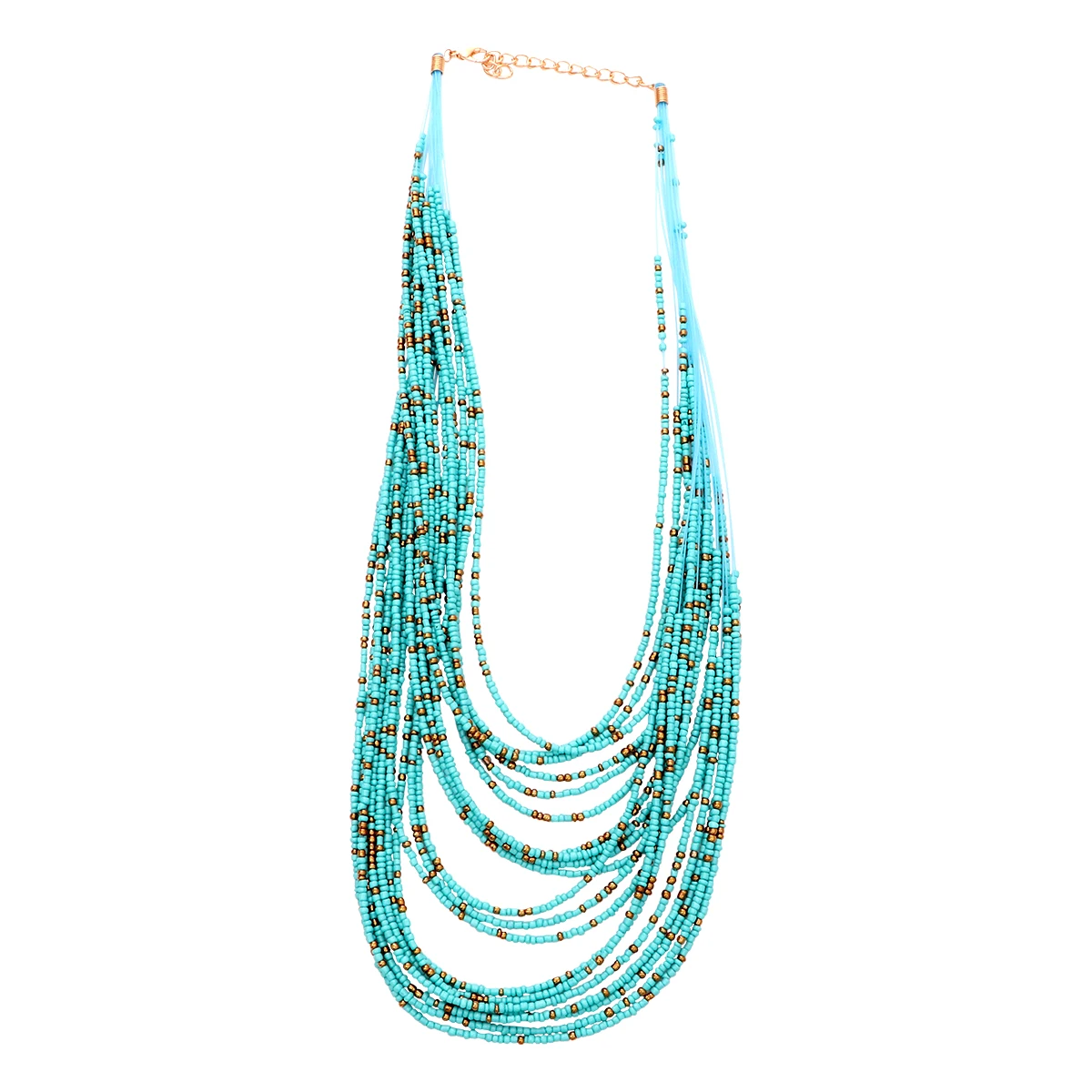 

Retro Personality Necklace Women Chain Beads Multi-layer Girls Fashion Blue Pendant Elegant Trendy Jewelry Gift