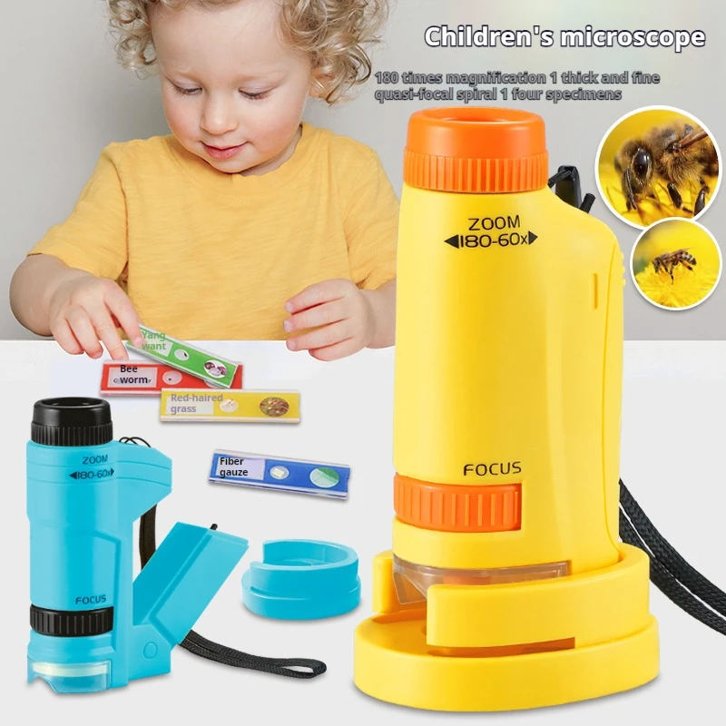 Handheld Microscope Science Experiment Set with LED Light Kindergarten Toy Handheld Children's Outdoor Toy