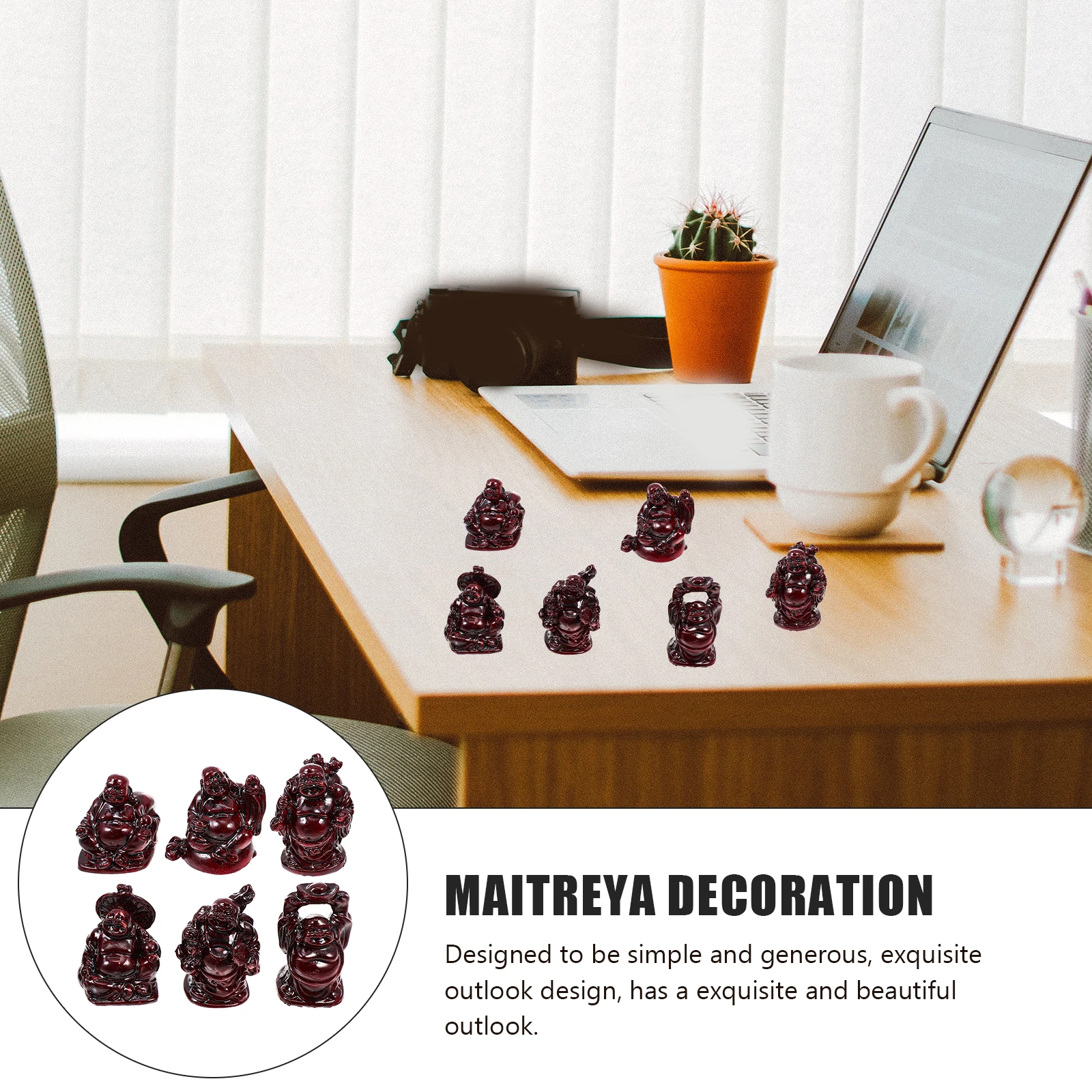

6pcs Resin Maitreya Buddha Simple Design Desktop Home Office Decor Delicate Housewarming Gift Maitreya Decoration
