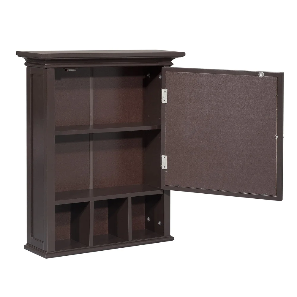 خزانة حائط بباب واحد مزخرفة مع باب زجاجي عاكس، رف داخلي قابل للتعديل، سهل التجميع، خشب متين هندسي #6