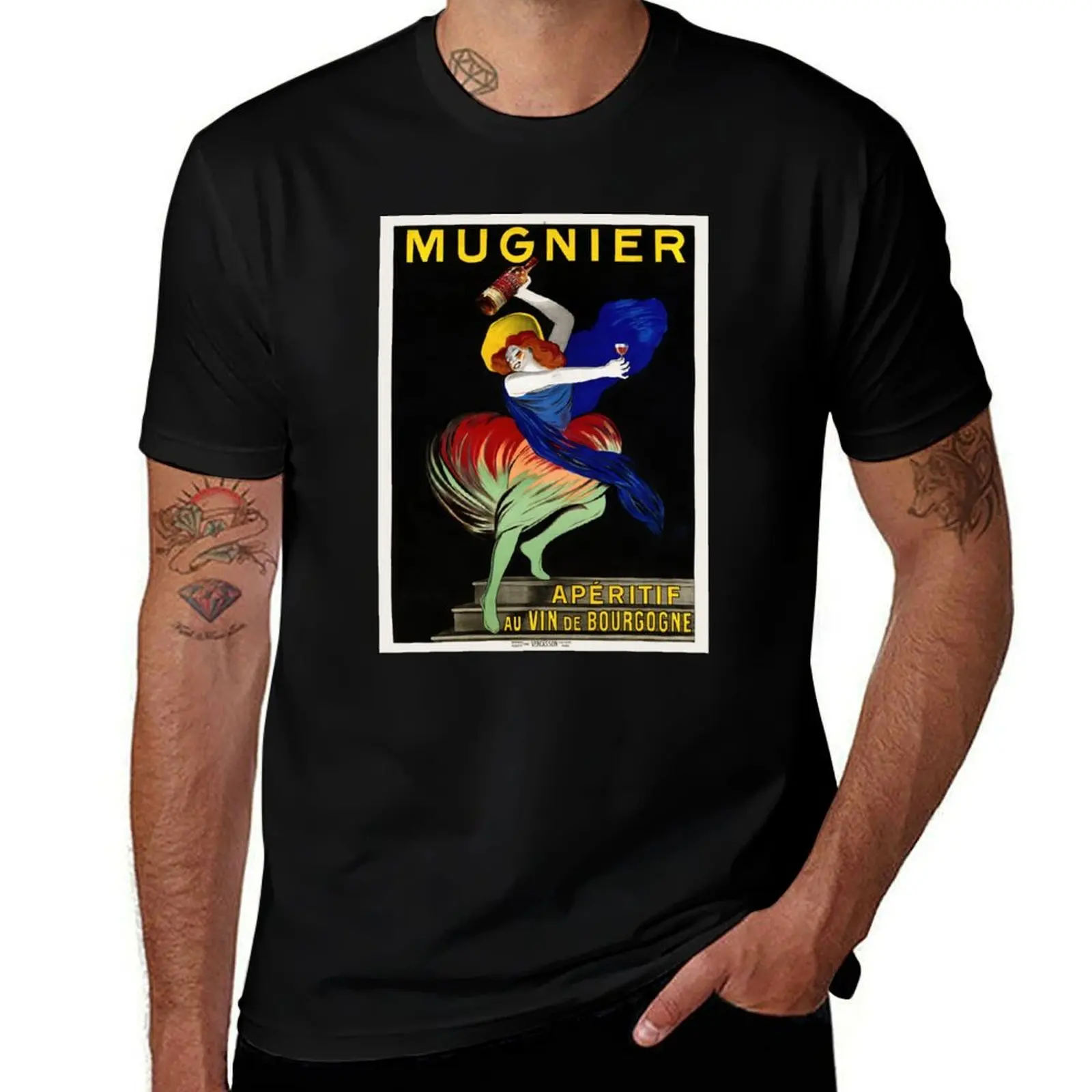 Camiseta Mugnier Apéritif au vin de Bourgogne con diseño de póster vintage de 1912, talla grande, básica, de manga corta