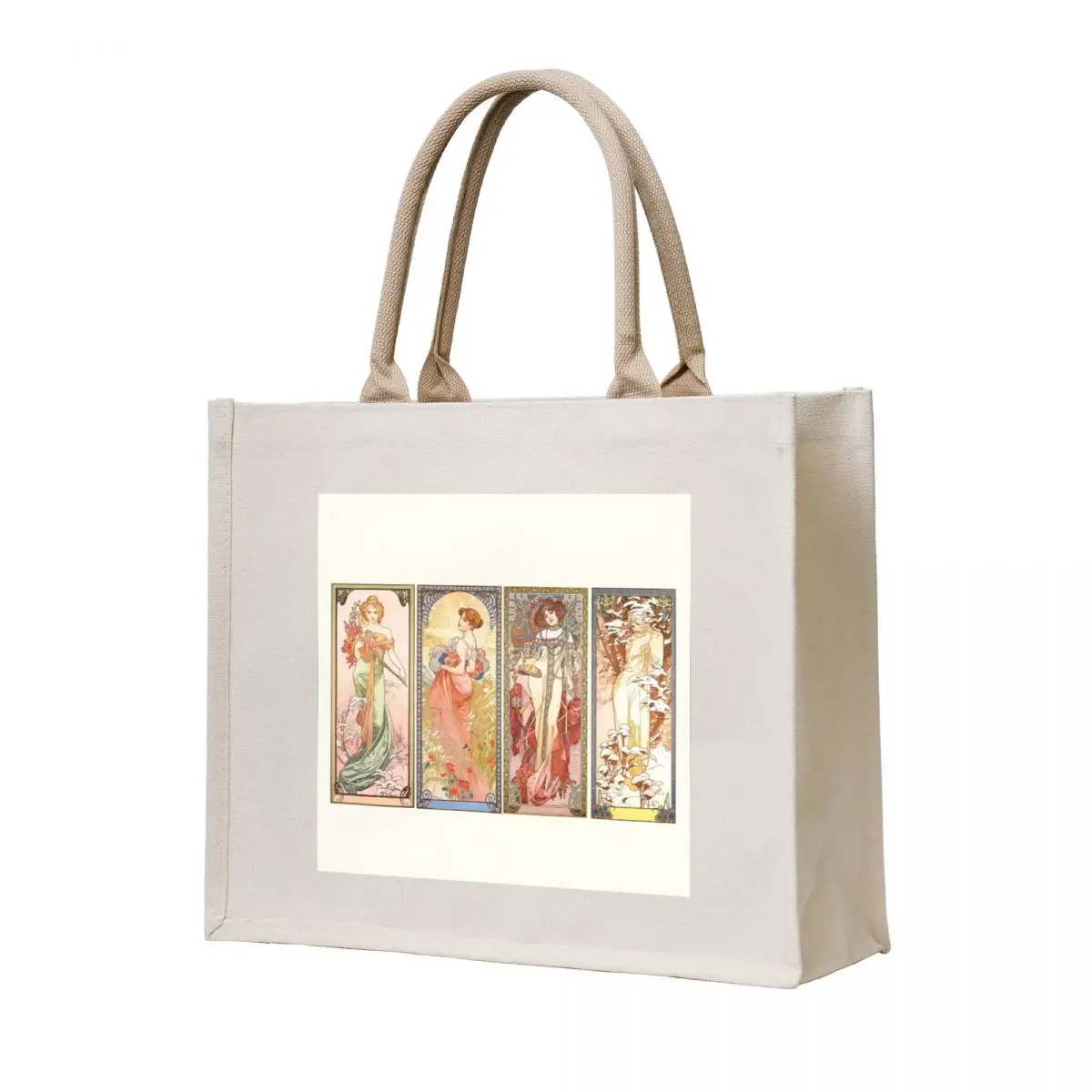 

The four seasons, Alphonse Mucha - HIGH DEFINITION Tote Bag handbag Canvas bag for women bags woman 2025