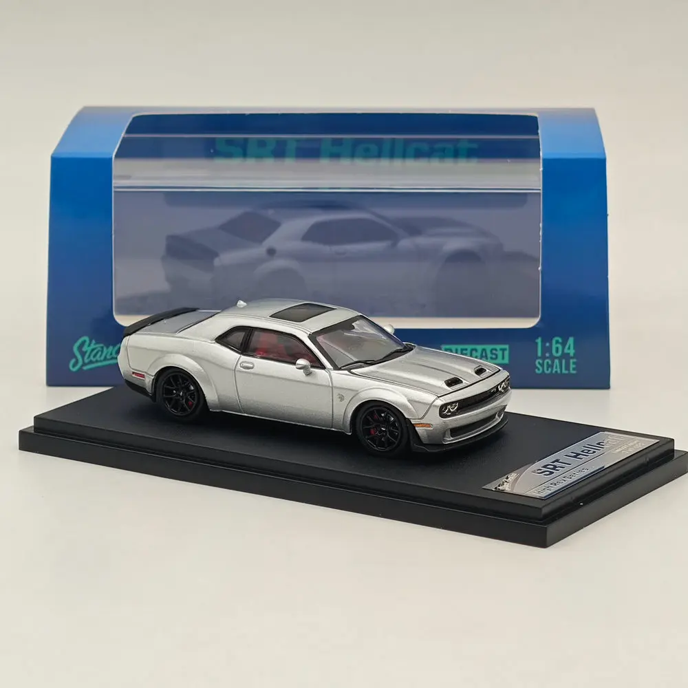 Stance Hunters SH 1:64 SRT Hellcat Muscle Sports Silver Diecast Models Car Limited Collection Auto Toys Gift