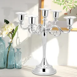 5 Arms Vintage Candlestick Metal Crafts Candle Holder Stand Wedding Party Home Decor Silver / Gold