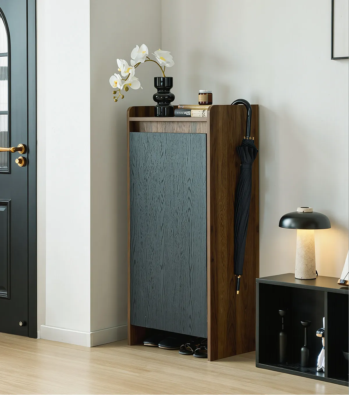 Small Solid Wood Shoe Rack Ultra Narrow Corridor Entryway Single Door Hallway Cabinet Doorway Home Storage Vintage Thin