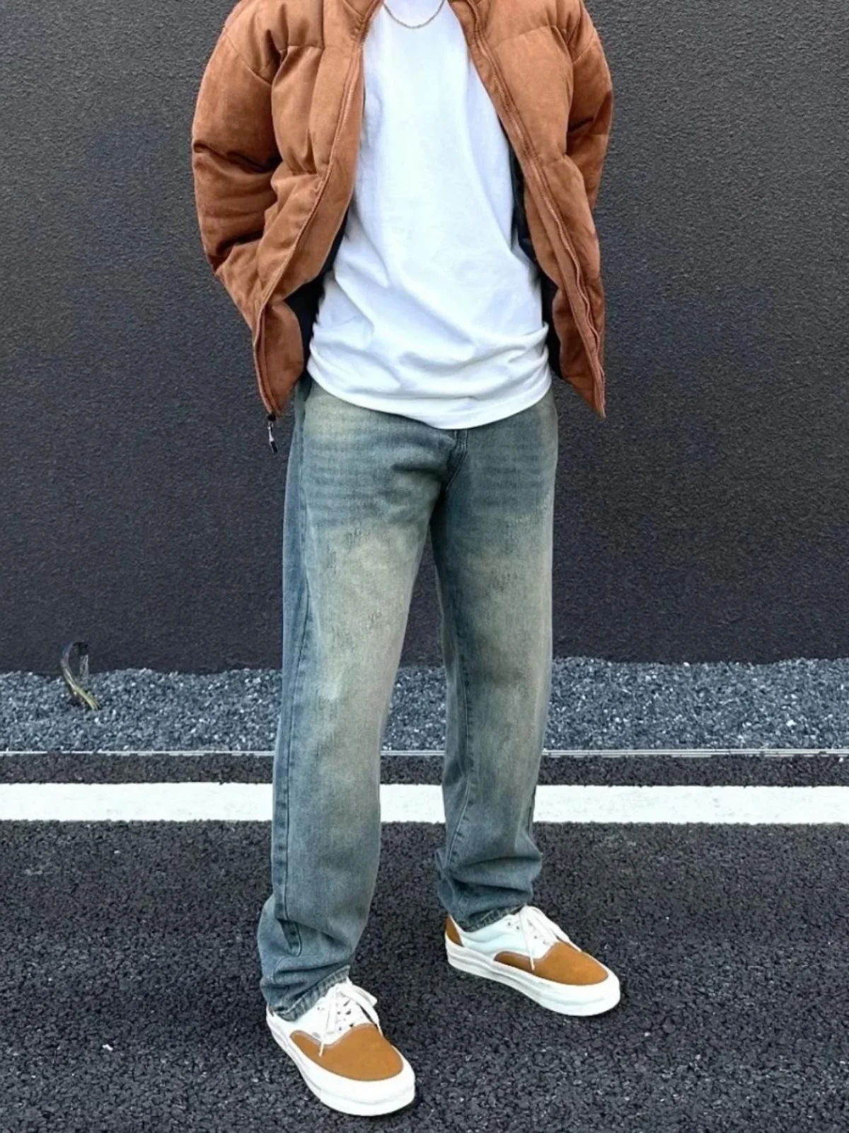 

Джинсы прямого кроя в стиле ретро, синие, унисекс, повседневные, универсальные, винтажные, молодежные, длинные брюки