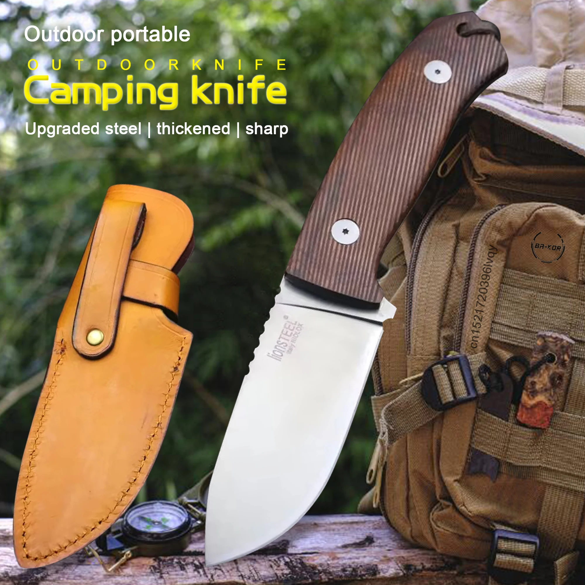 

Italian M3 high hardness outdoor hunting knife D2 alloy steel wilderness survival knife Santos wooden handle collection knife