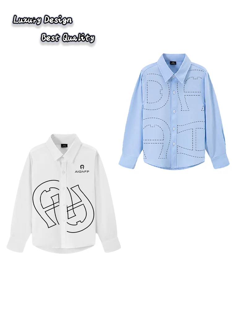 

Fashion Kids Shirts long sleeves spring 2026 New Geometric letters print baby boys shirt casual wear party twill shirt tops