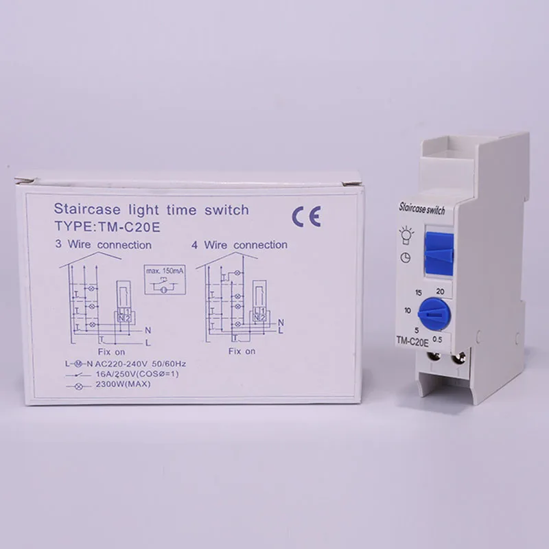 N37R_8B SINOTIMER TM-C20E 20 Minutes Stair Light Delay Timer DHC Relay Switch