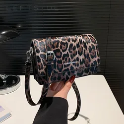 Mini Leopard Pu skórzane torby na ramię dla kobiet 2024 Y2k nowe koreańskie modne torebki i portmonetki damskie torba Crossbody z klapką