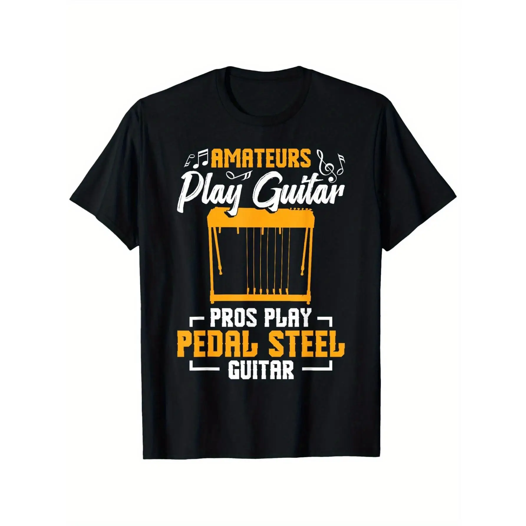 

Funny Pedal Steel Guitar T-Shirt for Musician Player Amateurs vs Pros Tee Country Music Band Tops