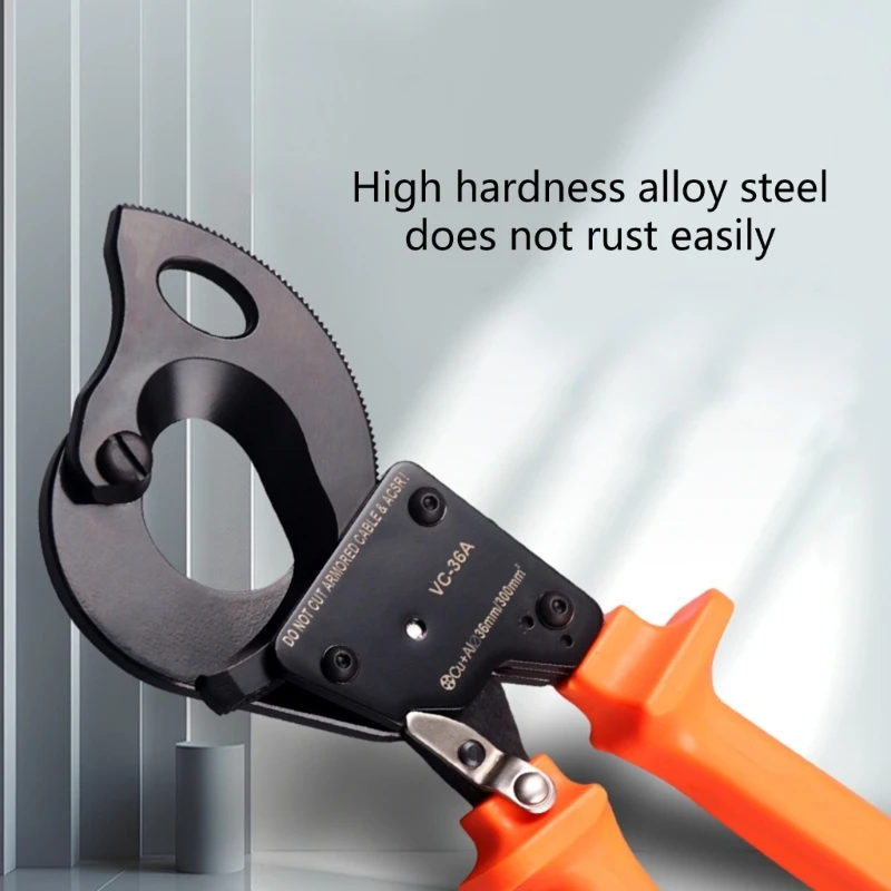 Ratcheting Cable Cutter Efficient Ratchet Cutting Tool Smooth &Cleanings Cut Handed Operation for Electricians