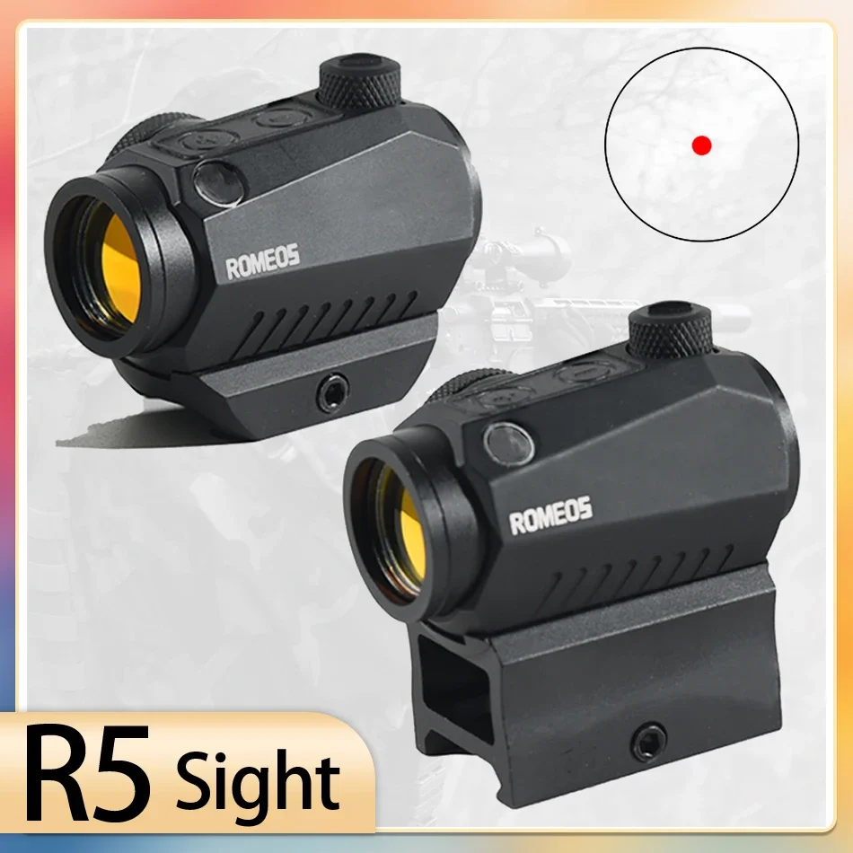 1x22mm R5 Red Dot Sight 2 MOA with Motion Awake Airsoft Optics Reflex Sight Adjustable Red Dot Tactical Scope Hunting Riflescope