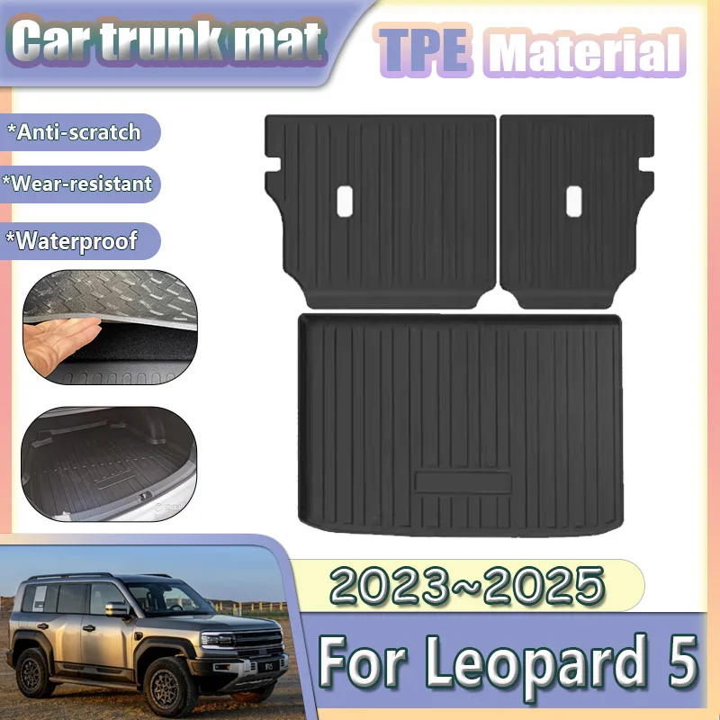 TPE Car Trunk Mat For Denza B5 Fang Cheng Bao Leopard 5 2023 2024 2025 Waterproof Rubber Trunk Pad Carpet Liner Tool Accessories