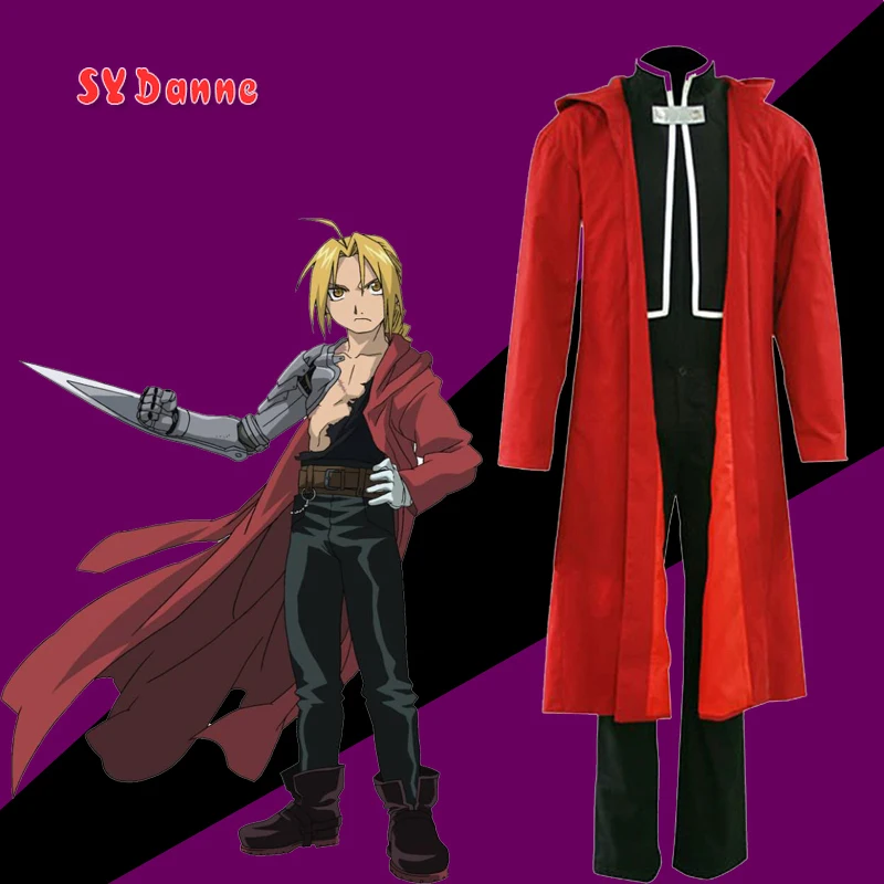 Anime Full Metal Alchemist Cosplay Costume Edward Elric Costume FullMetal Alchemist hooded coat Custom Made Halloween Cosplay