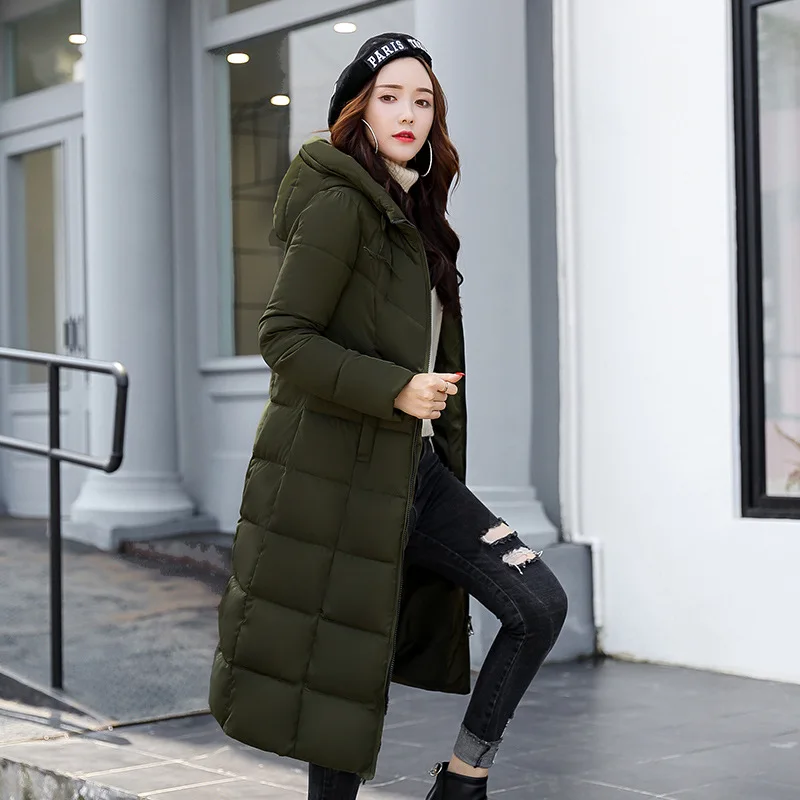 2023 New Winter Parka Long Coat Women WhiteThick Warm Down Cotton Coat Fashion Hooded Parka Puffer Windproof Snow Overcoat