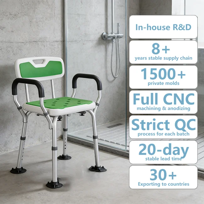 Simplywalk Aluminum Alloy 1200KG Bath Shower Chair With Arm Toilet Paraplegic MDR CE Certification Customized Ing