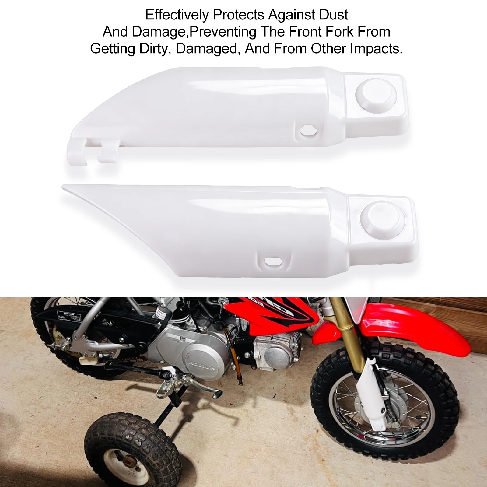 White Front Fork Guard Suspension Cover Plastic Fender for Honda XR50 CRF50 XR CRF 50 Dirt Bike Off-Road Motocross Accessories view 5
