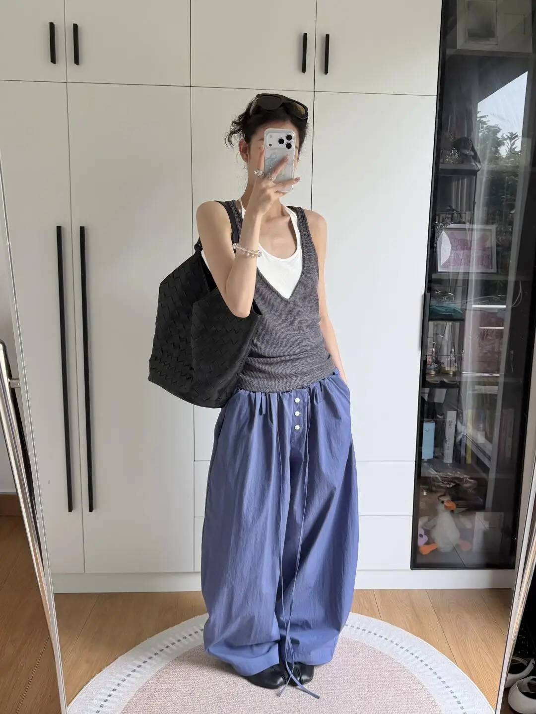 Loose Casual Pants Men's Straight Leg Trousers Drawstring Waist Balloon Pants Long Pants Retro American High Street Style