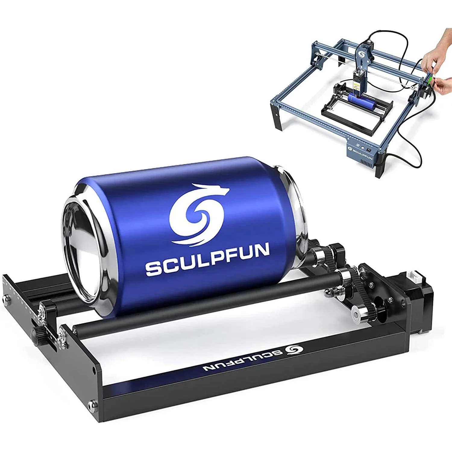 

SCULPFUN Laser Rotary Roller Laser Engraver Y-axis Roller 360° Rotating for 6-150mm Engraving Diameter for Cylindrical Objects