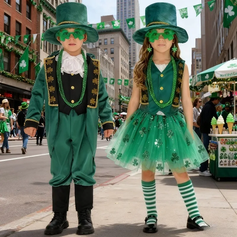 

Костюм ко Дню Святого Патрика, костюм для выступления в ирландском стиле для детского сада, праздничный костюм для вечеринки, сценического костюма, праздничное платье для мальчиков