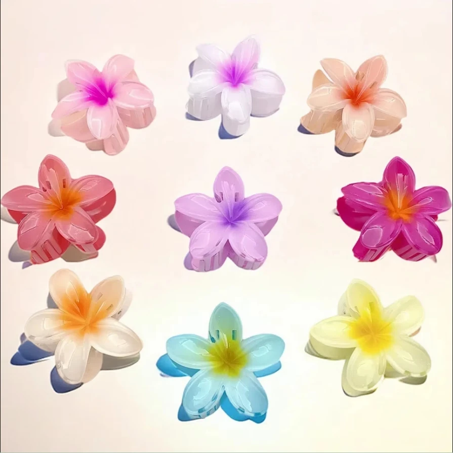 Gradient Flower Hair Accessories Set, Beach Style Hairpins, Flower Claw Clips, Summer Flower Hairpins, Hawaiian Style