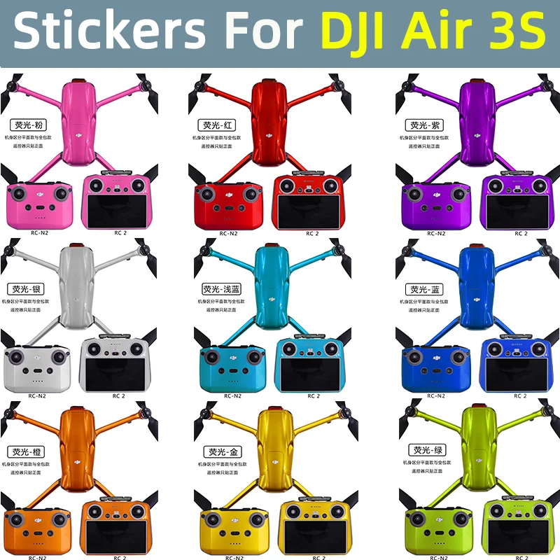 For DJI Air 3S Drone RC 2/RC-N3 Remote Controller Sticker PVC Colorful Protective Film Anti-scratch Skins Personalized Refit Kit