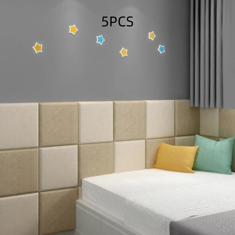 5Pcs Self Adhesive Thick Leather Anti-collision Wall Pads Waterproof Soft Wall Stickers Kids Headboard Wall Protector Bedroom
