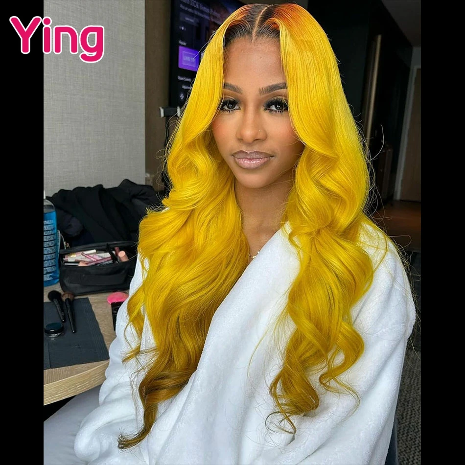 

Ying Hair Lemon Yellow brown 13x6 Lace Front Human Hair Wigs Brazilian Remy 613 Honey Blonde Body Lace Frontal Wigs Pre Plucked