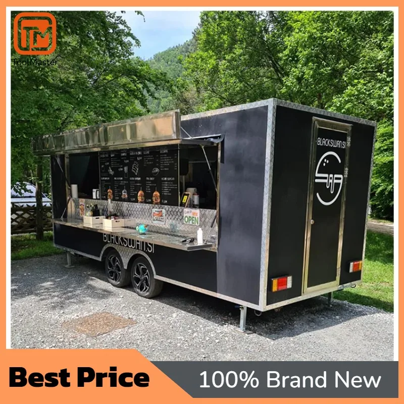

[New Design]Commercial Catering Mobile Fast Food Trailer Usa Customized Square Food Truck With Full Kitchen Dining Car Foodtruck