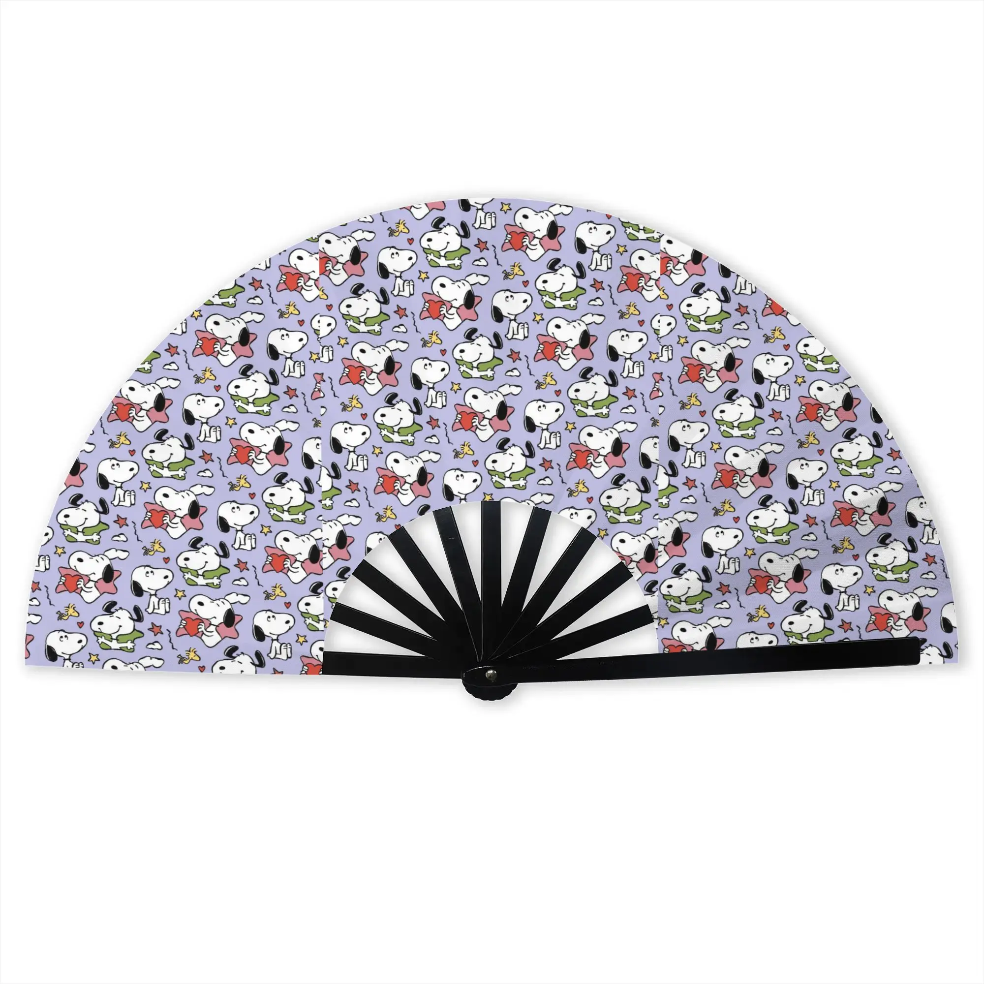 Customized Cute Cartoon S-Snoopys Portable Pocket Fan Camping  Polyester Folding Fan Chinese Dance Handheld Cooling Fans