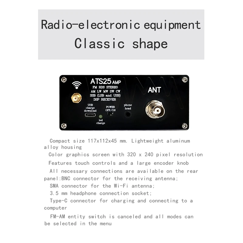 ATS25 AMP RDS All Band Radio Receiver Firmware FM RDS AM LW MW SW SSB DSP Receiver Kit With Spectrum Scanning