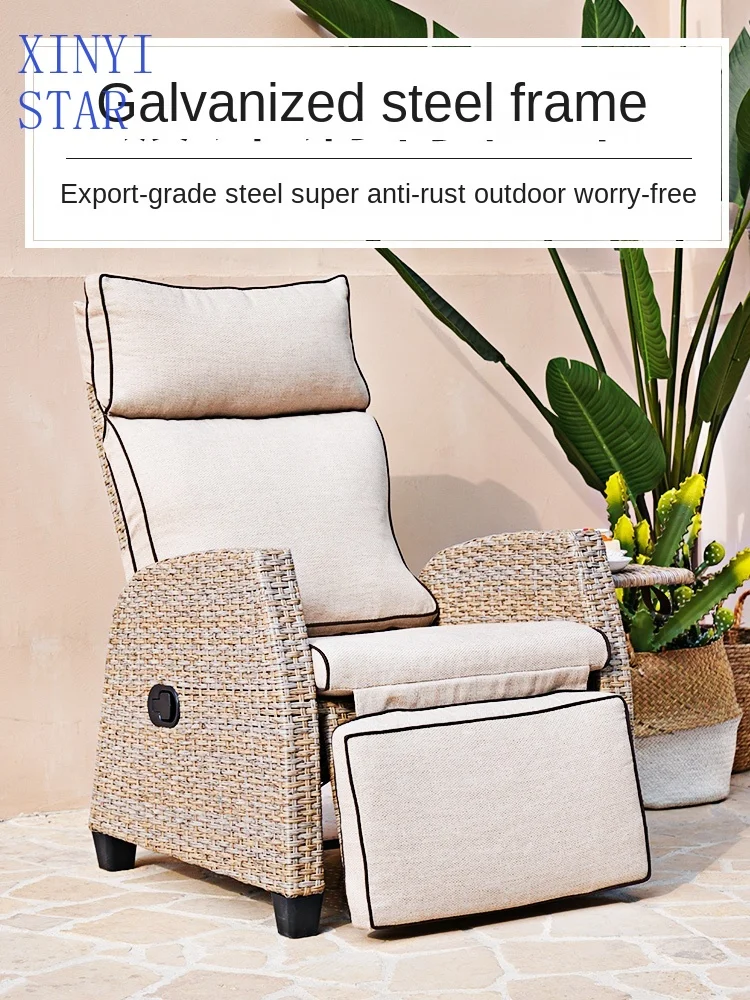 New design first class outdoor balcony outdoor table and chair furniture simple and adjustable handmade rattan chair